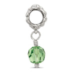 Sterling Silver 925 Green Crystal Dangle Bead with Antiqued Finish
