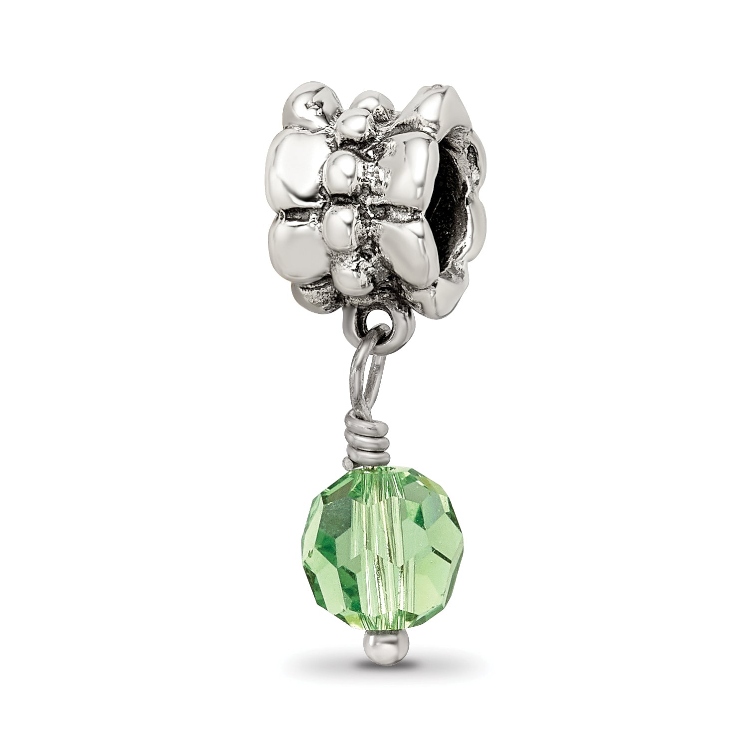 Sterling Silver Reflections Green Preciosa Crystal Dangle Bead