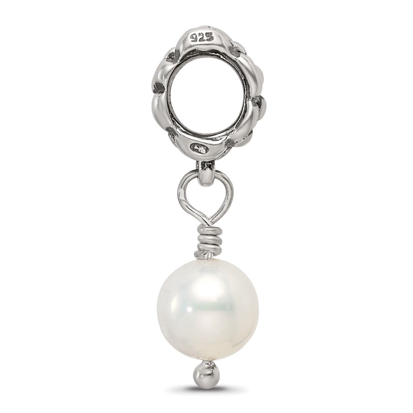 Sterling Silver 925 Dangle Bead with Freshwater Pearl Antique Finish Secondary image