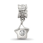 Sterling Silver 925 CZ Star Dangle Bead with Antiqued Finish Elegant Design