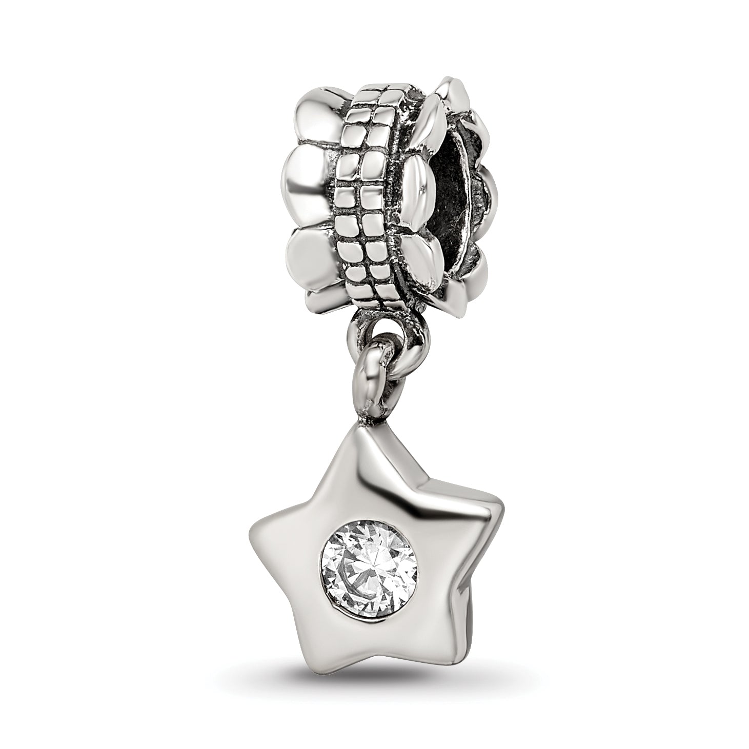 Sterling Silver Reflections CZ Star Dangle Bead Main image