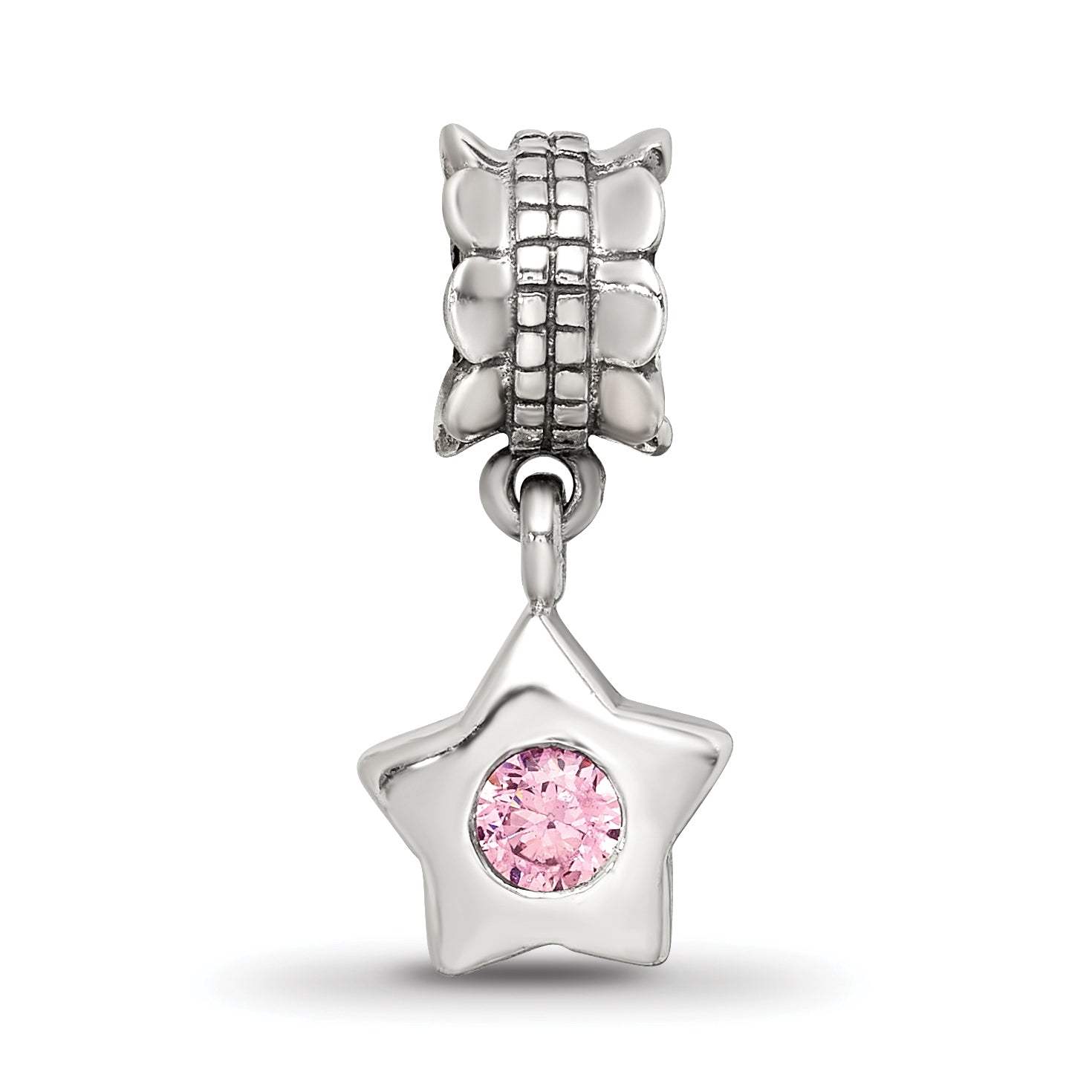 Sterling Silver Reflections Pink CZ Star Dangle Bead