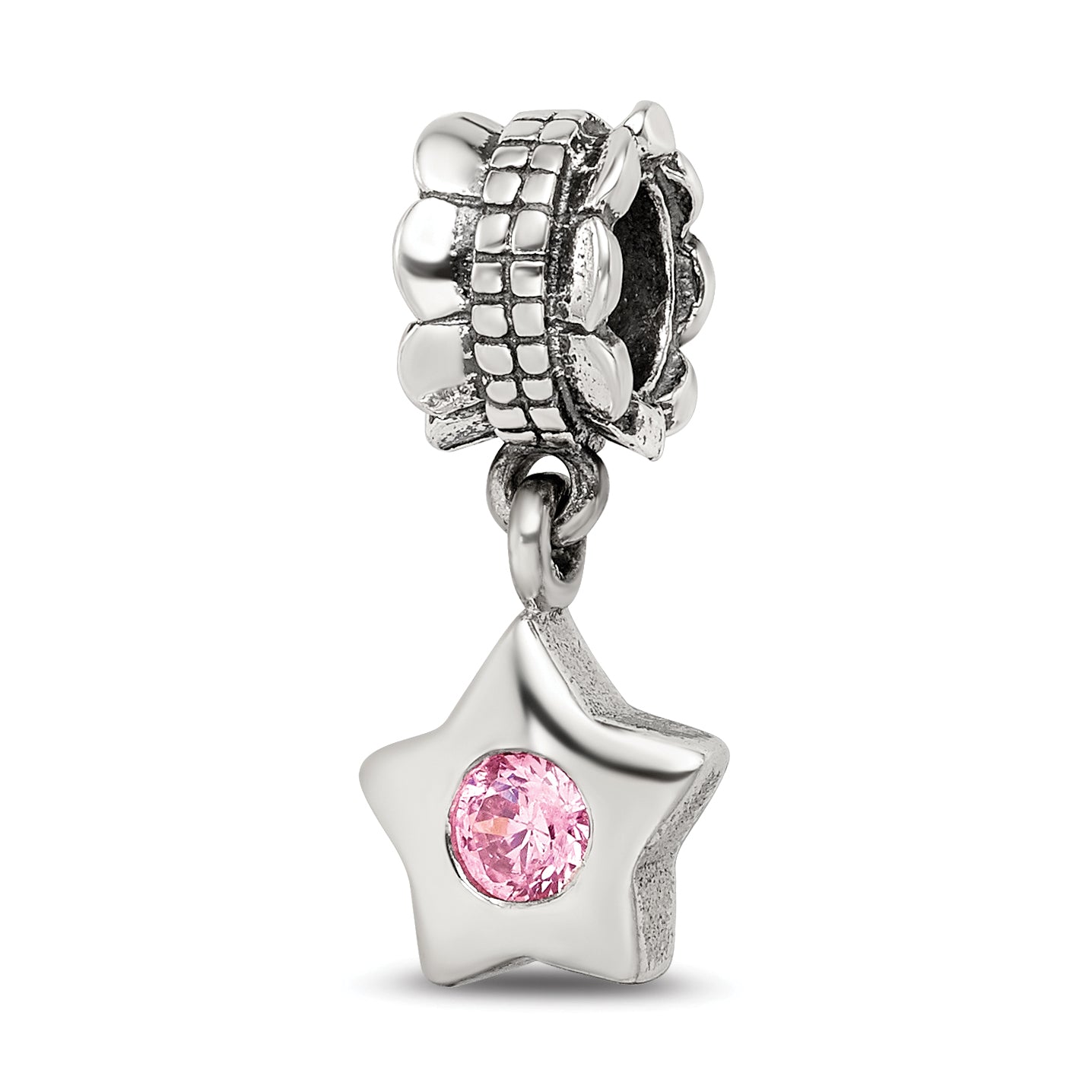 Sterling Silver Reflections Pink CZ Star Dangle Bead Main image