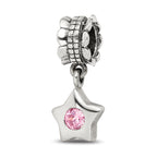 Sterling Silver Reflections Pink CZ Star Dangle Bead