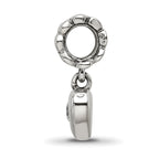 Sterling Silver 925 Dangle Bead with CZ Heart Antique Finish, Elegant Charm