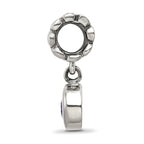 Sterling Silver 925 Antiqued Dangle Bead with Pink CZ Stone