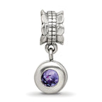 Sterling Silver 925 Antiqued Dangle Bead with Pink CZ Stone