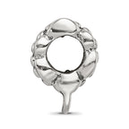 Sterling Silver 925 Antiqued Bead with Loop Rhodium-Plated Solid Charm