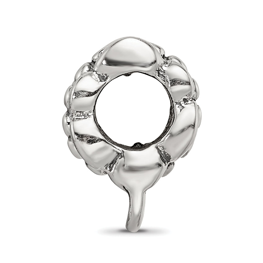 Sterling Silver 925 Antiqued Bead with Loop Rhodium-Plated Solid Charm