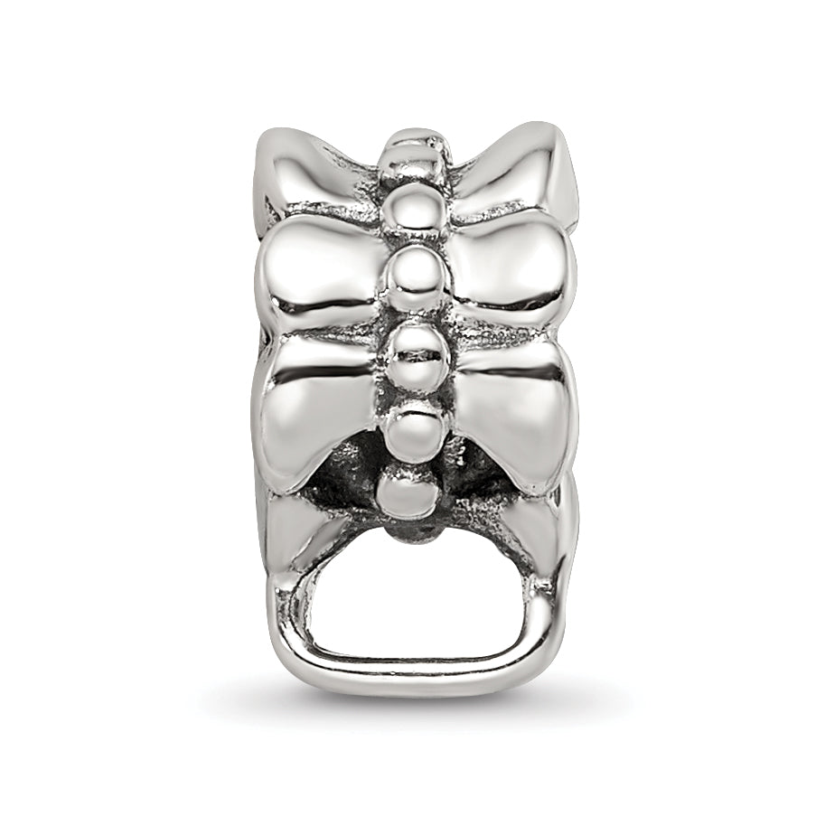 Sterling Silver 925 Antiqued Bead with Loop Rhodium-Plated Solid Charm
