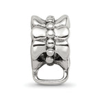 Sterling Silver 925 Antiqued Bead with Loop Rhodium-Plated Solid Charm