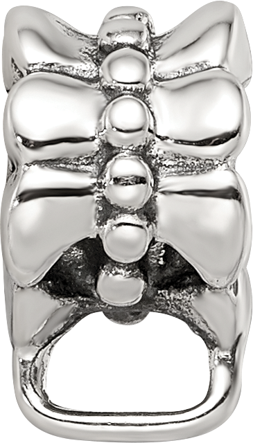 Sterling Silver 925 Antiqued Bead with Loop Rhodium-Plated Solid Charm