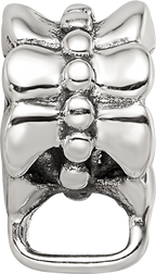 Sterling Silver 925 Antiqued Bead with Loop Rhodium-Plated Solid Charm