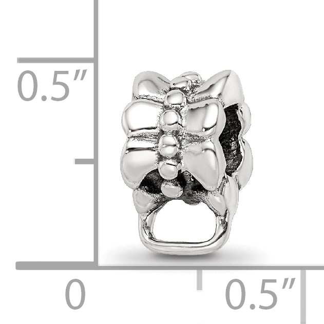 Sterling Silver 925 Antiqued Bead with Loop Rhodium-Plated Solid Charm