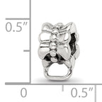Sterling Silver 925 Antiqued Bead with Loop Rhodium-Plated Solid Charm