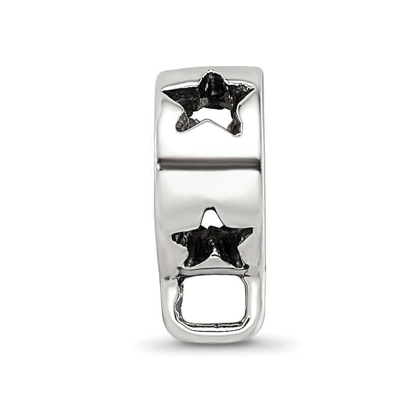 925 Sterling Silver Star Dangle Bead with Rhodium Finish, Antique Style