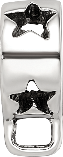 925 Sterling Silver Star Dangle Bead with Rhodium Finish, Antique Style