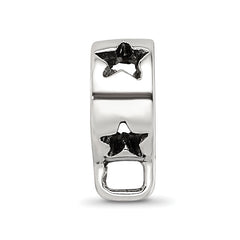 925 Sterling Silver Star Dangle Bead with Rhodium Finish, Antique Style