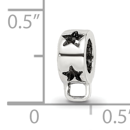 925 Sterling Silver Star Dangle Bead with Rhodium Finish, Antique Style