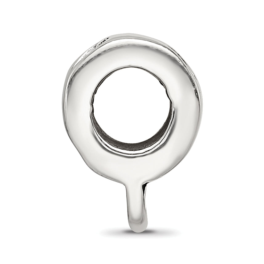 Sterling Silver 925 Dangle Heart Bead with Rhodium Finish Antiqued Design Secondary image