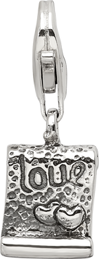 Sterling Silver 925 Dangle Bead with Antiqued Love Note Design