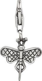 Sterling Silver 925 Antiqued Dragonfly Dangle Bead by Sophia Jewelers