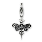 Sterling Silver 925 Antiqued Dragonfly Dangle Bead by Sophia Jewelers