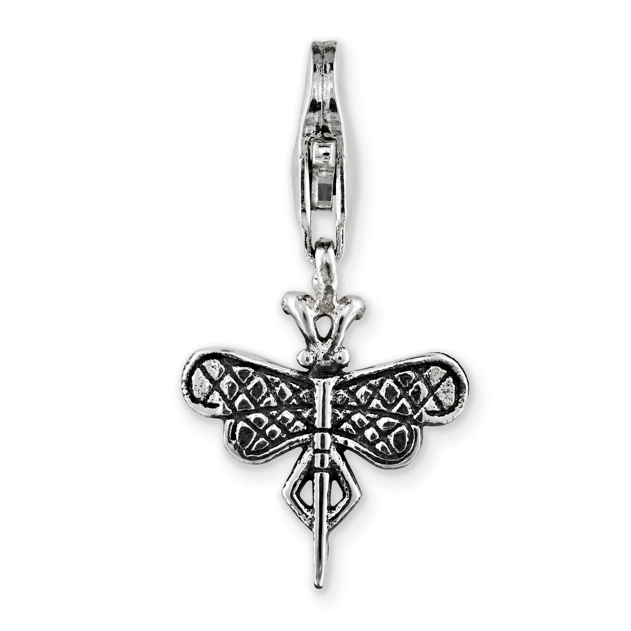 Sterling Silver 925 Antiqued Dragonfly Dangle Bead by Sophia Jewelers