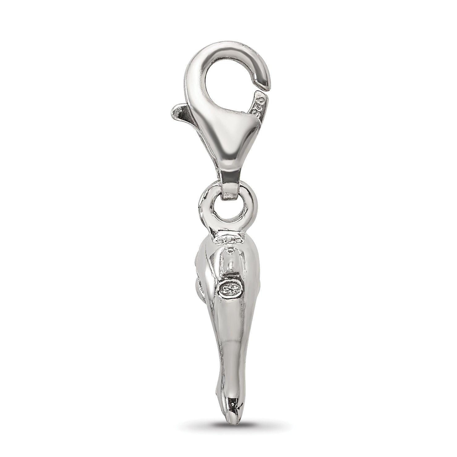 Sterling Silver 925 Dolphin Dangle Bead with Antiqued Finish Solid Cast Design Secondary image