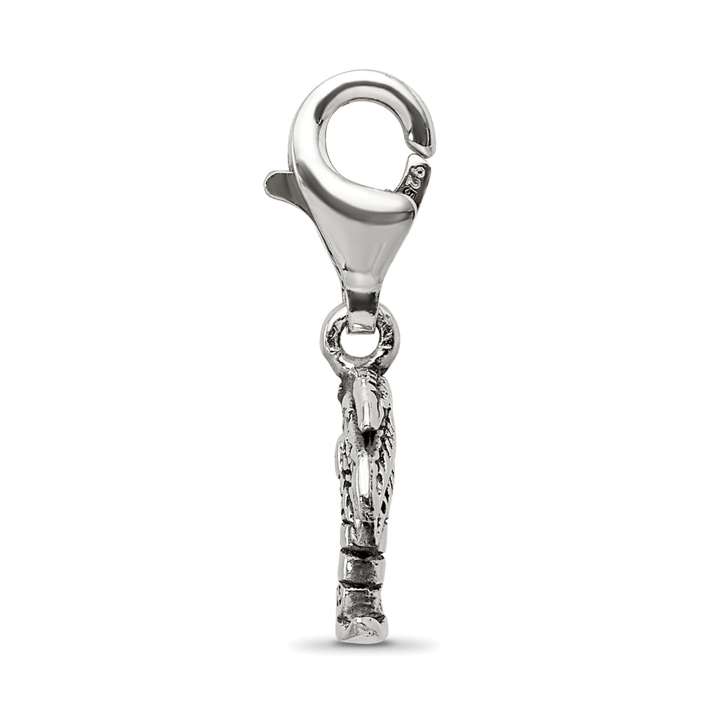 Sterling Silver 925 Palm Tree Dangle Bead with Antiqued Finish