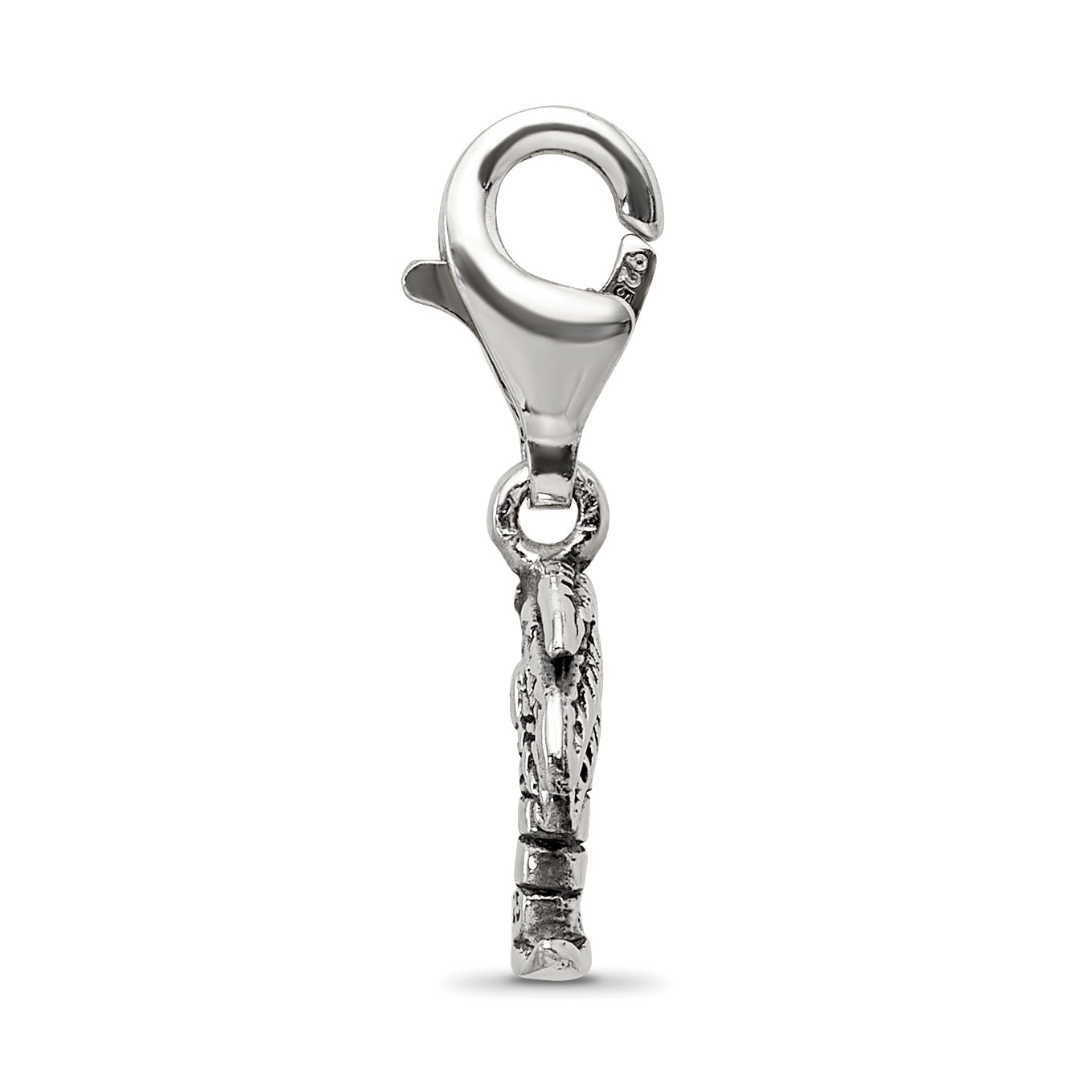 Sterling Silver 925 Palm Tree Dangle Bead with Antiqued Finish