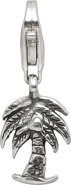Sterling Silver 925 Palm Tree Dangle Bead with Antiqued Finish