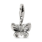 Sterling Silver 925 Antiqued Butterfly Dangle Bead Solid Casted Design