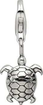 Sterling Silver 925 Turtle Dangle Bead with Antiqued Finish