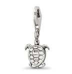 Sterling Silver 925 Turtle Dangle Bead with Antiqued Finish