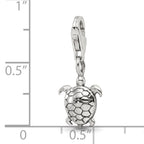 Sterling Silver 925 Turtle Dangle Bead with Antiqued Finish