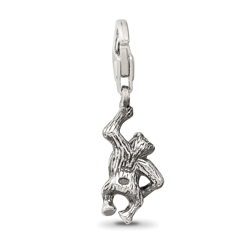 Sterling Silver 925 Antiqued Dangle Monkey Bead Charm