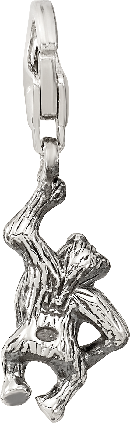 Sterling Silver 925 Antiqued Dangle Monkey Bead Charm
