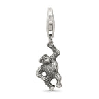 Sterling Silver 925 Antiqued Dangle Monkey Bead Charm