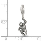 Sterling Silver 925 Antiqued Dangle Monkey Bead Charm