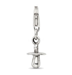 Sterling Silver 925 Dangle Baby Pacifier Bead with Antiqued Finish