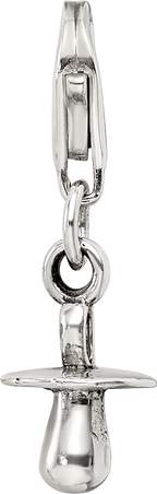 Sterling Silver 925 Dangle Baby Pacifier Bead with Antiqued Finish