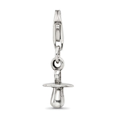Sterling Silver 925 Dangle Baby Pacifier Bead with Antiqued Finish