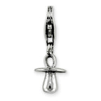 Sterling Silver 925 Dangle Baby Pacifier Bead with Antiqued Finish