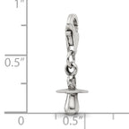 Sterling Silver 925 Dangle Baby Pacifier Bead with Antiqued Finish