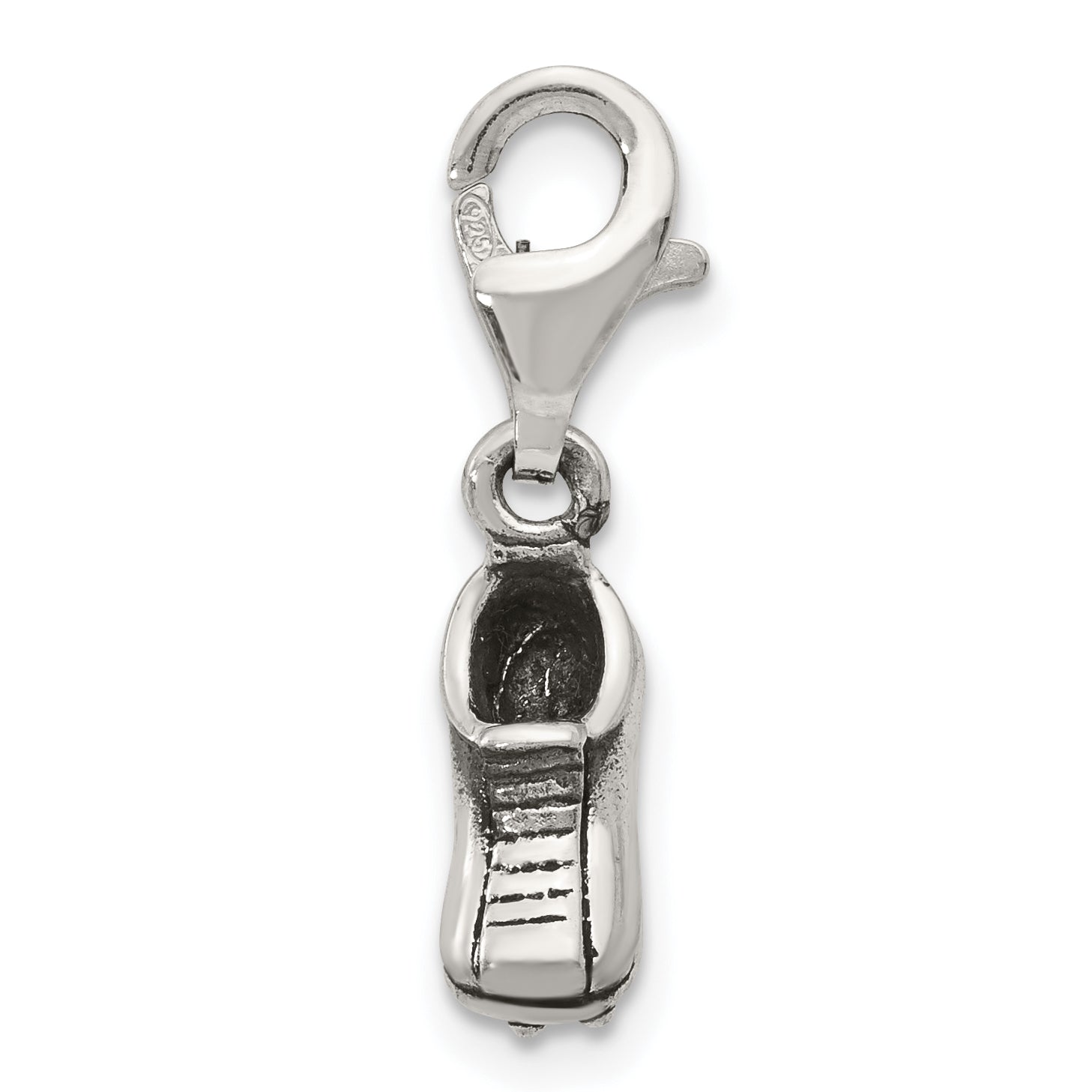 Sterling Silver 925 Dangle Sports Shoe Bead with Antiqued Finish