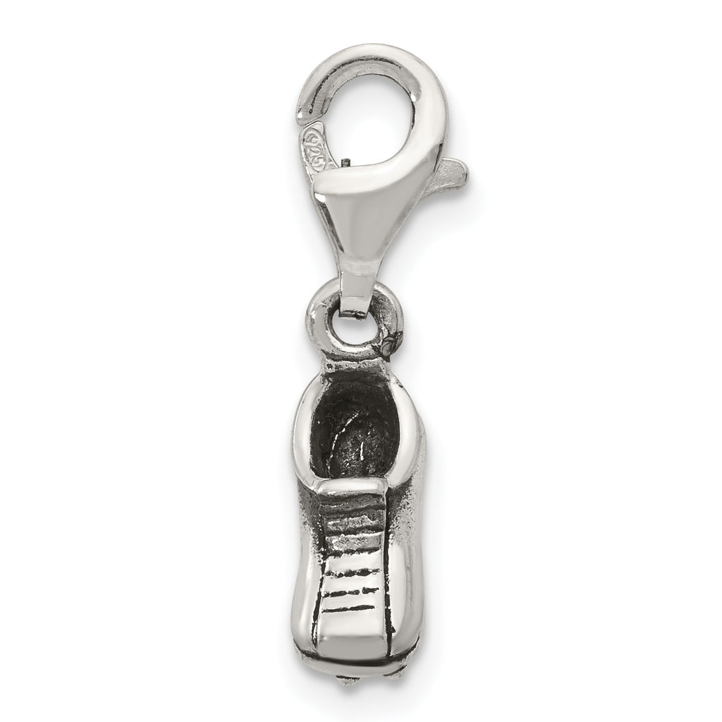 Sterling Silver 925 Dangle Sports Shoe Bead with Antiqued Finish