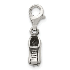 Sterling Silver 925 Dangle Sports Shoe Bead with Antiqued Finish