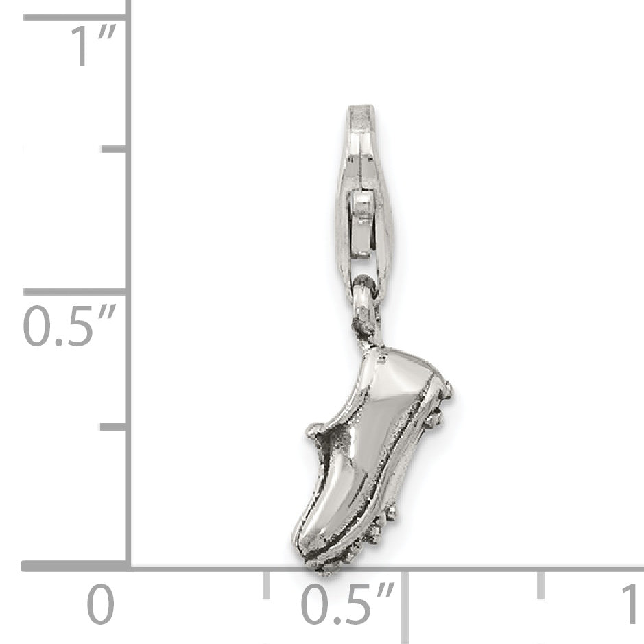Sterling Silver 925 Dangle Sports Shoe Bead with Antiqued Finish