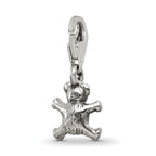 Sterling Silver 925 Teddy Bear Dangle Bead with Antiqued Finish